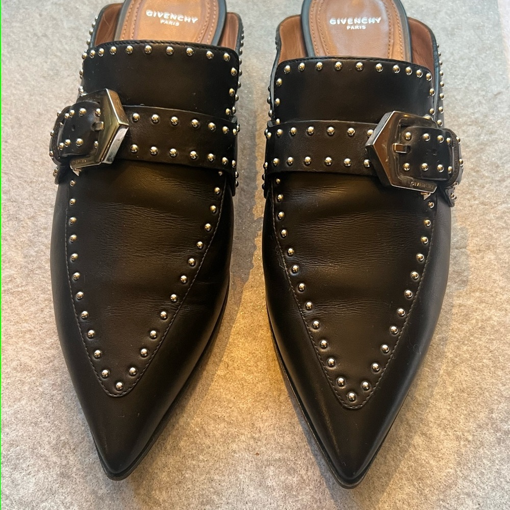 Givenchy Black Leather Studded Flats